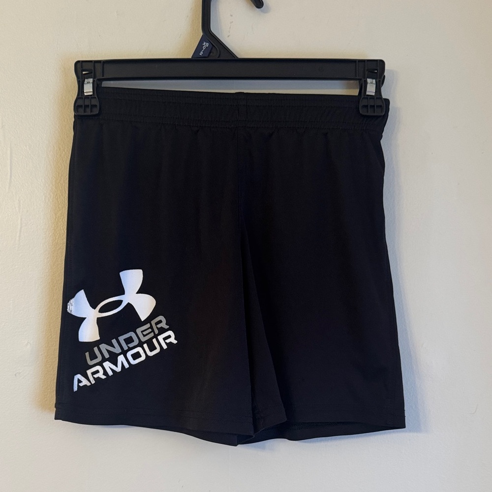 Under Armour Kids Black Shorts with White Logo